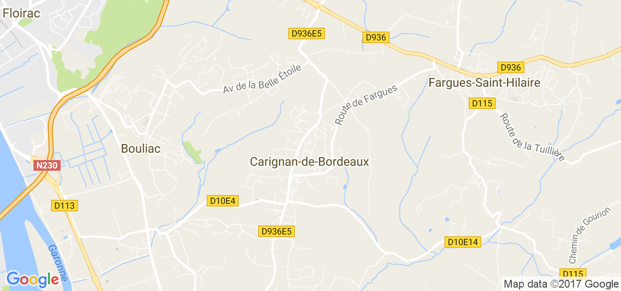 map de la ville de Carignan-de-Bordeaux