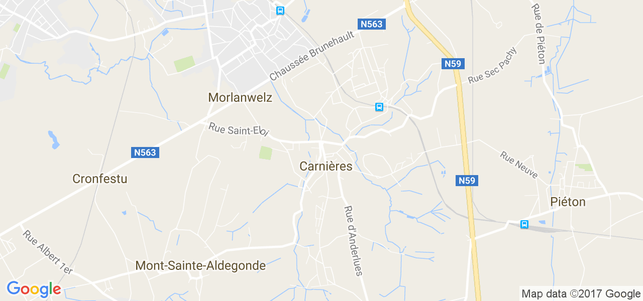 map de la ville de Carnières