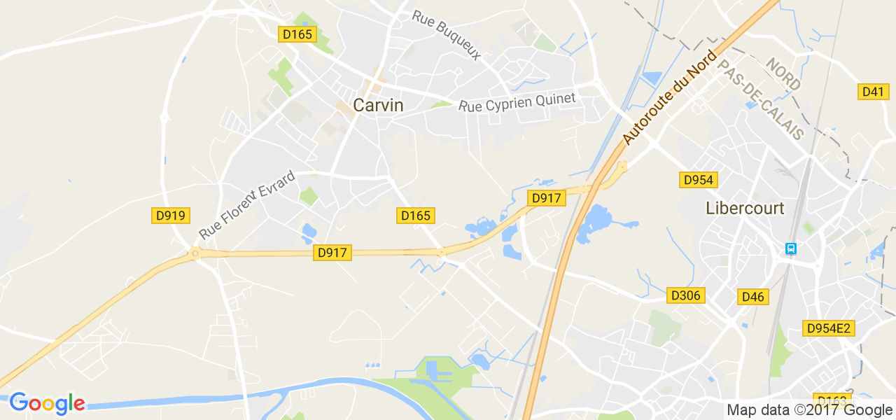 map de la ville de Carvin