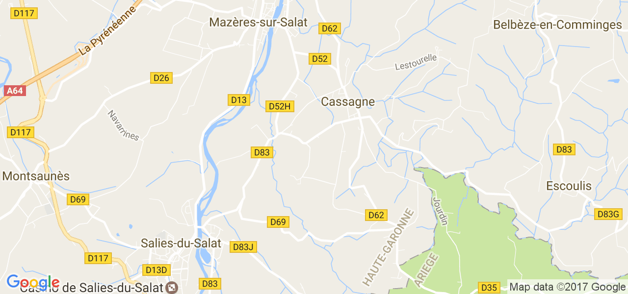 map de la ville de Cassagne