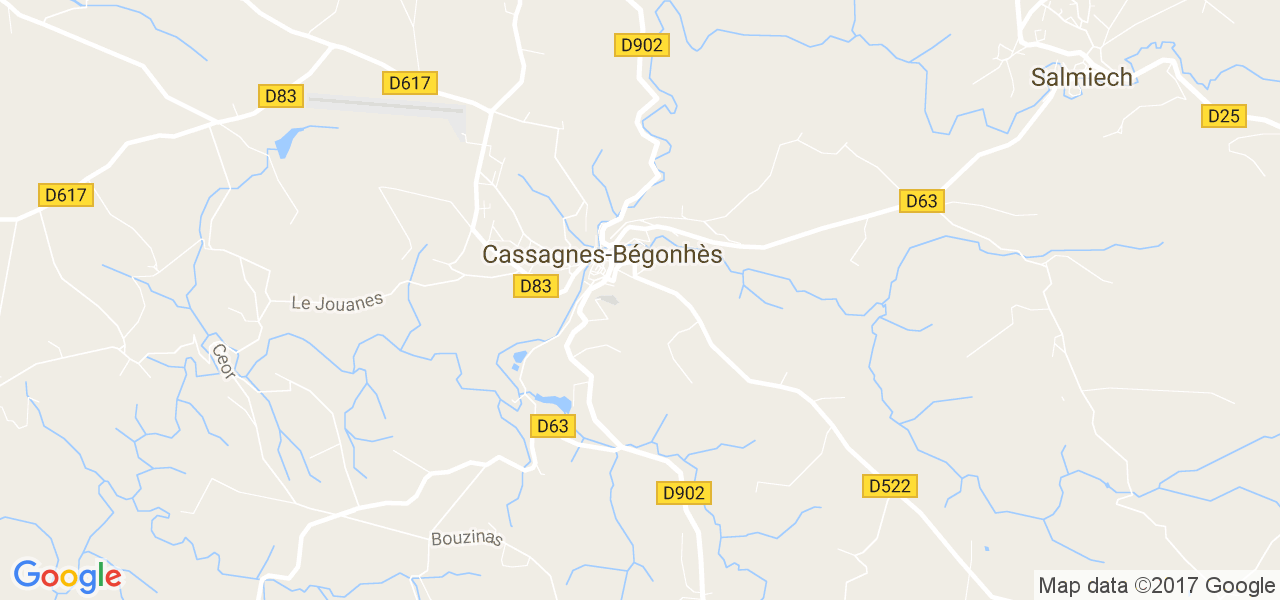 map de la ville de Cassagnes-Bégonhès