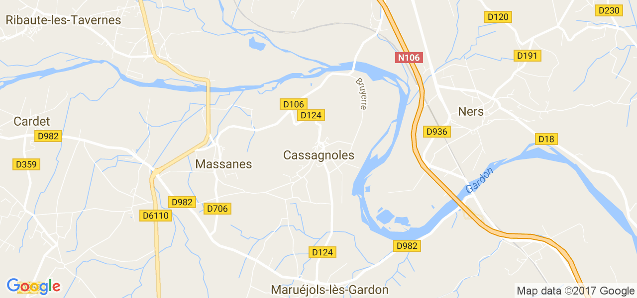 map de la ville de Cassagnoles