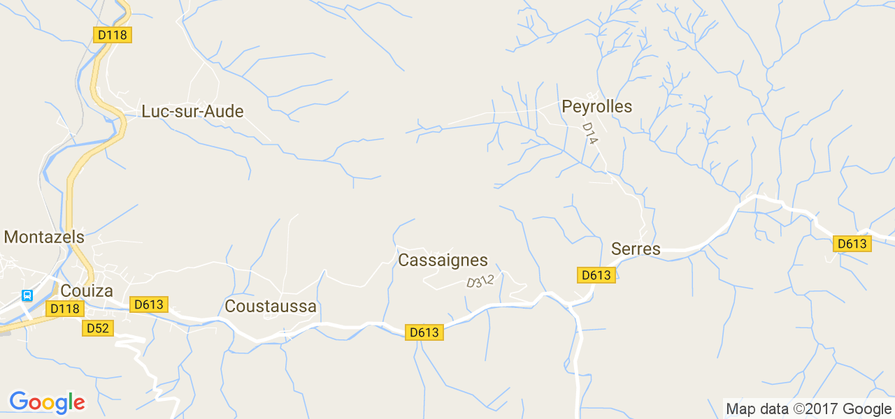 map de la ville de Cassaignes