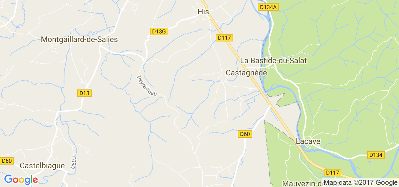 map de la ville de Castagnède