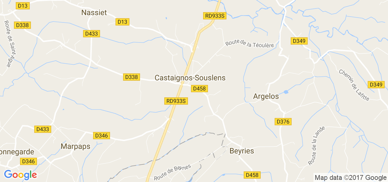 map de la ville de Castaignos-Souslens