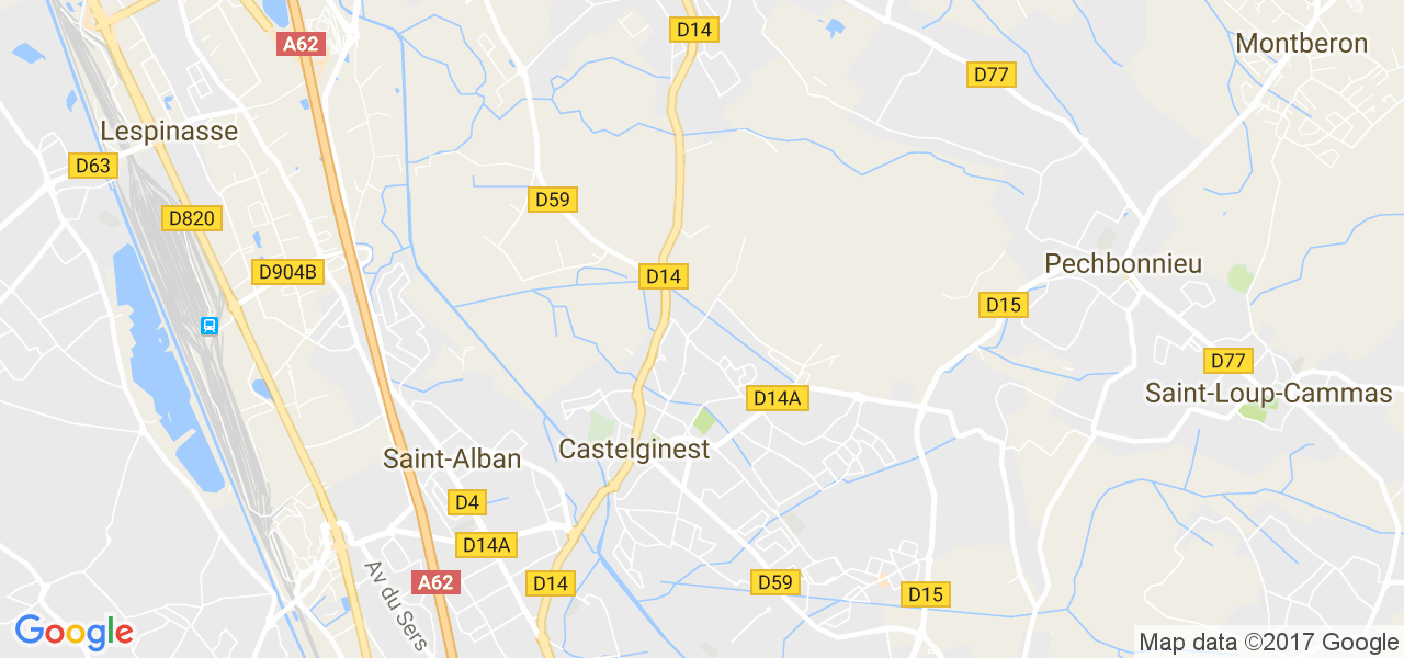 map de la ville de Castelginest