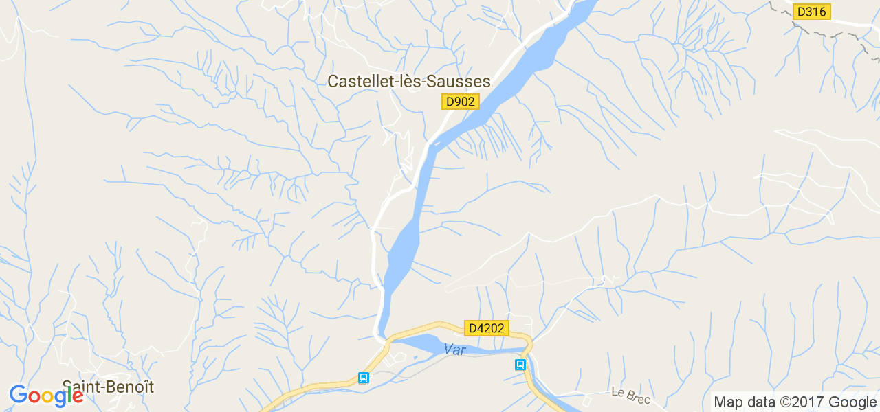 map de la ville de Castellet-lès-Sausses