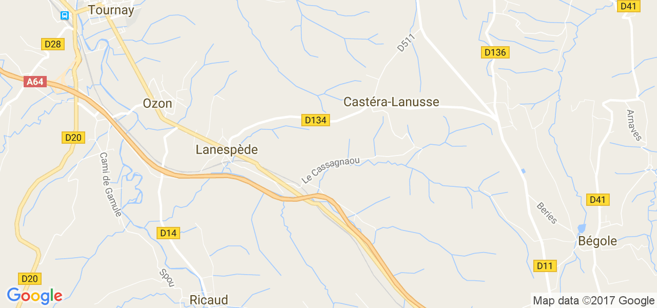 map de la ville de Castéra-Lanusse