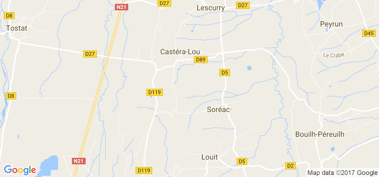 map de la ville de Castéra-Lou