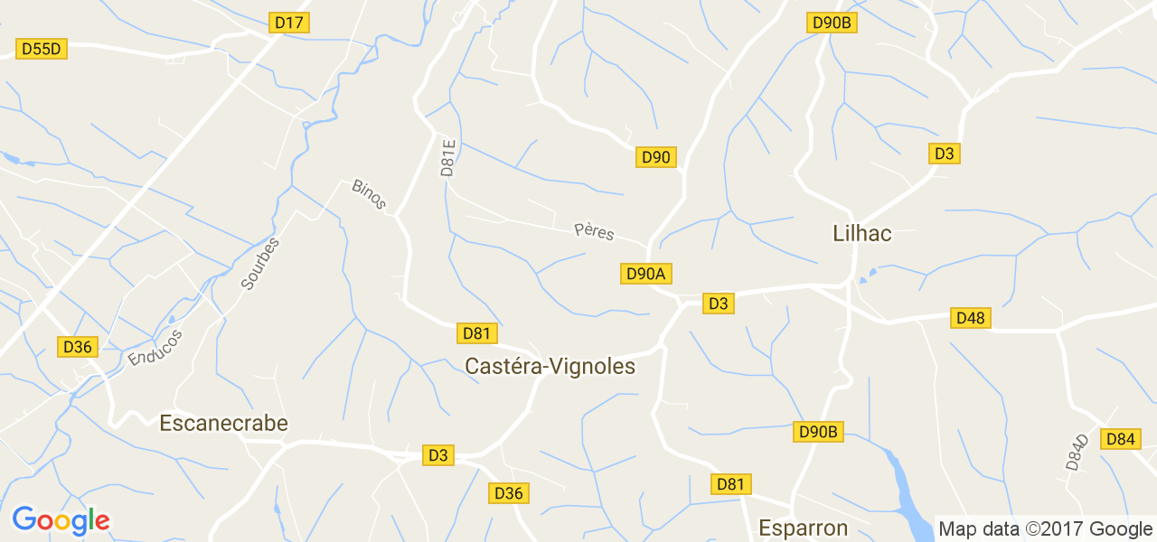 map de la ville de Castéra-Vignoles