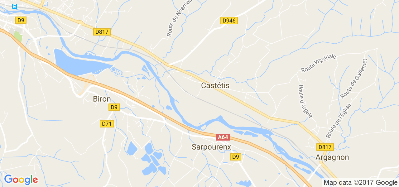 map de la ville de Castétis