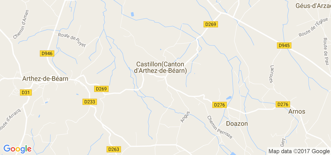 map de la ville de Castillon (Canton d'Arthez-de-Béarn)