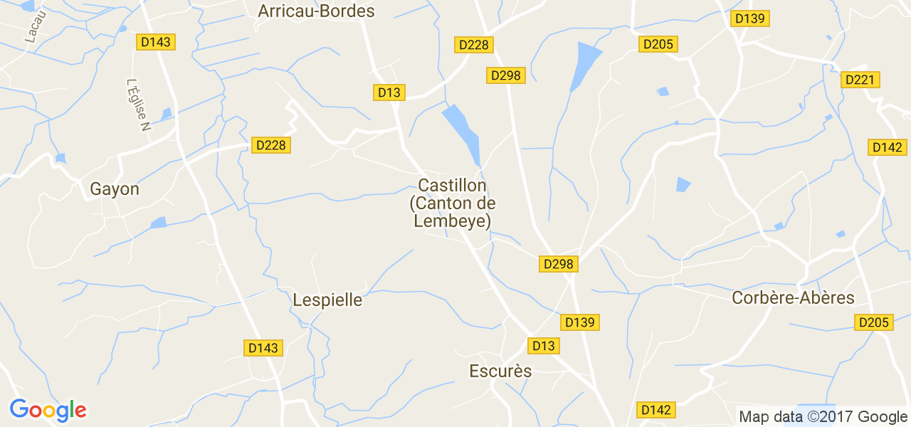 map de la ville de Castillon (Canton de Lembeye)