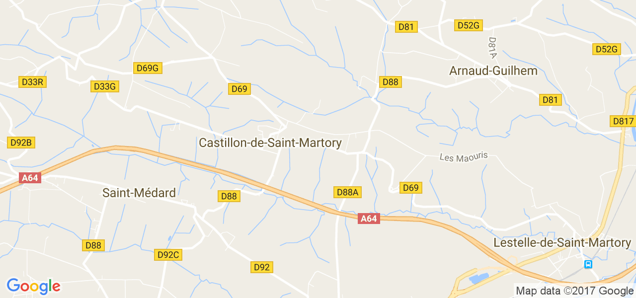 map de la ville de Castillon-de-Saint-Martory