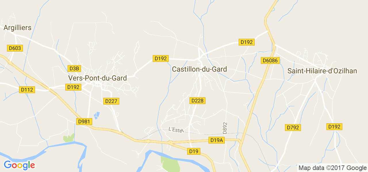 map de la ville de Castillon-du-Gard