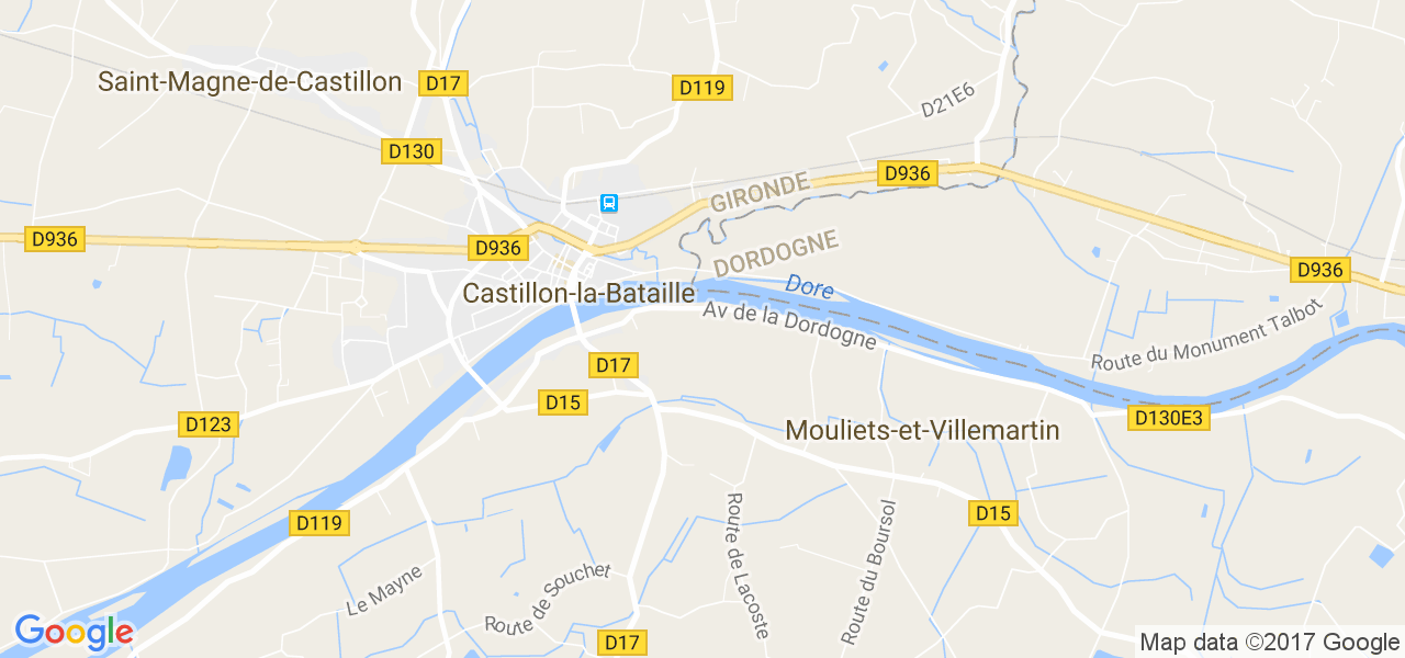 map de la ville de Castillon-la-Bataille