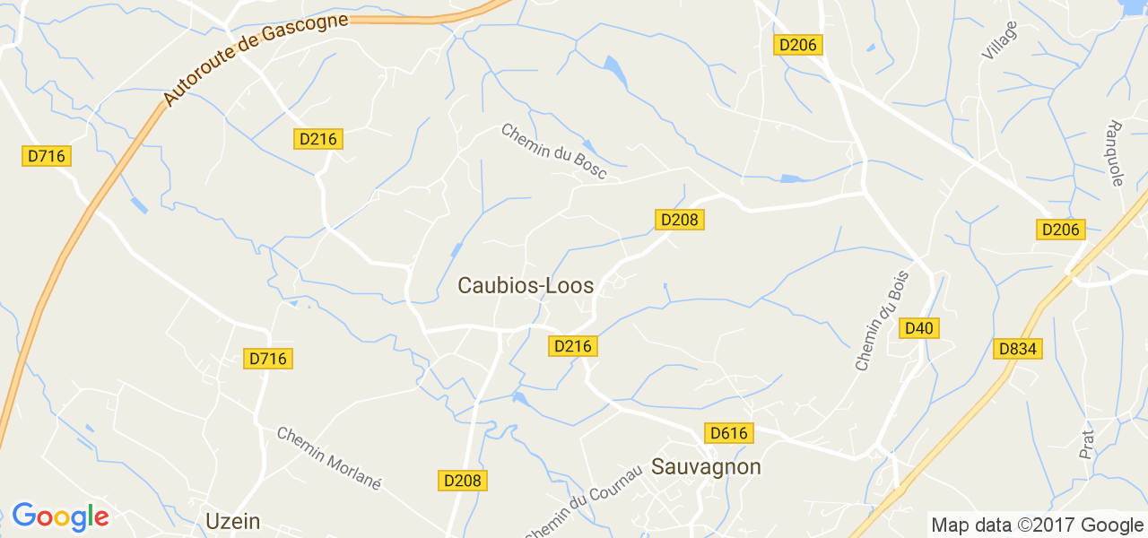 map de la ville de Caubios-Loos