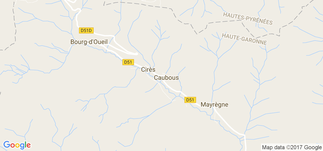 map de la ville de Caubous