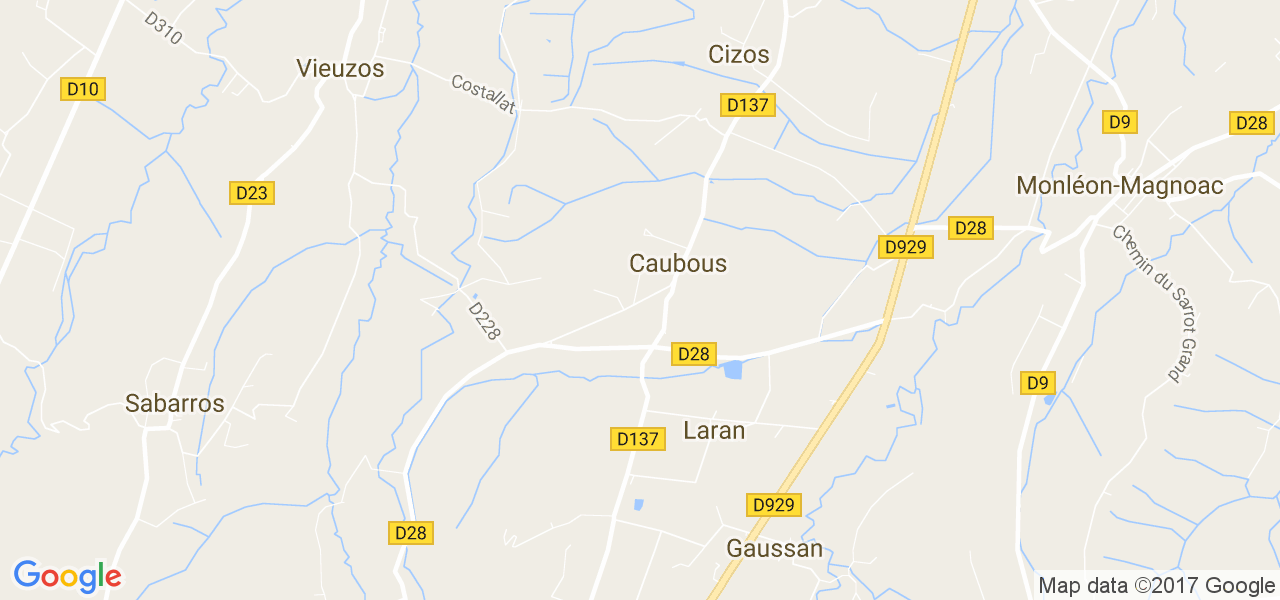 map de la ville de Caubous