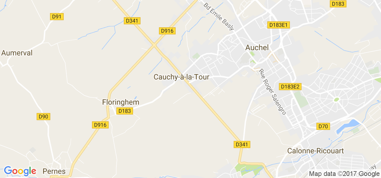 map de la ville de Cauchy-à-la-Tour