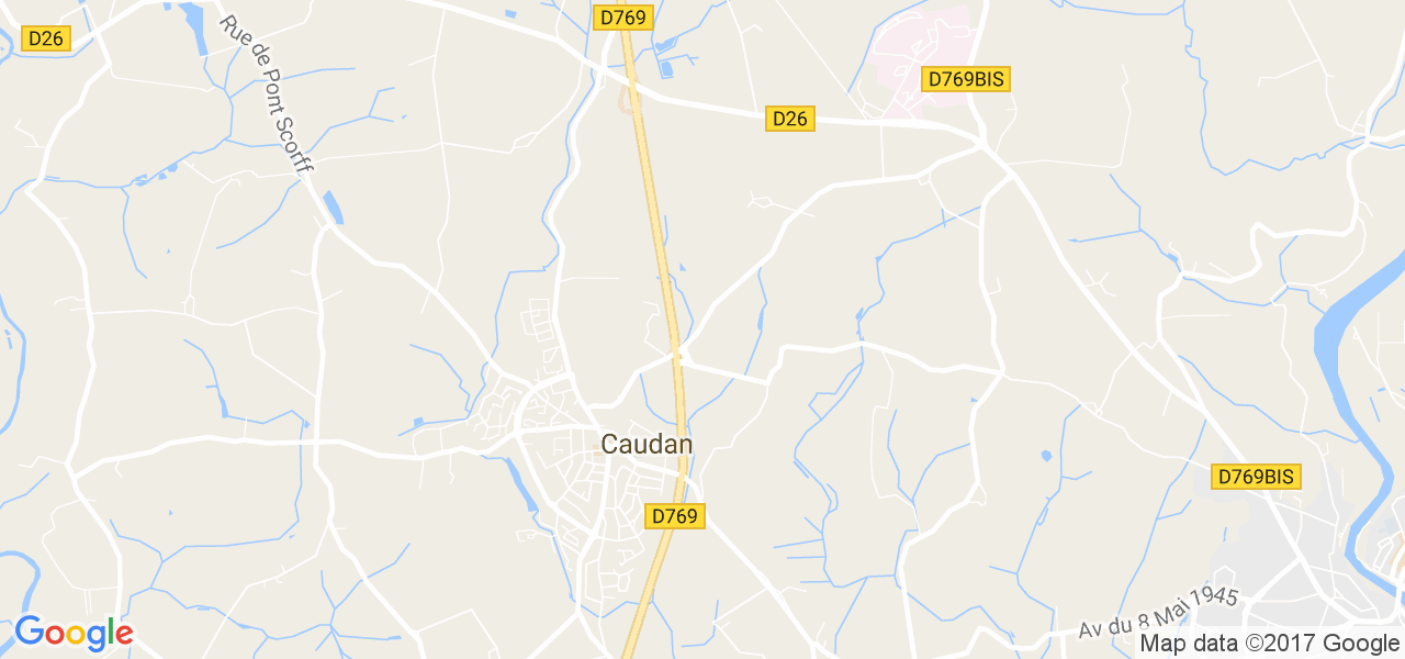 map de la ville de Caudan