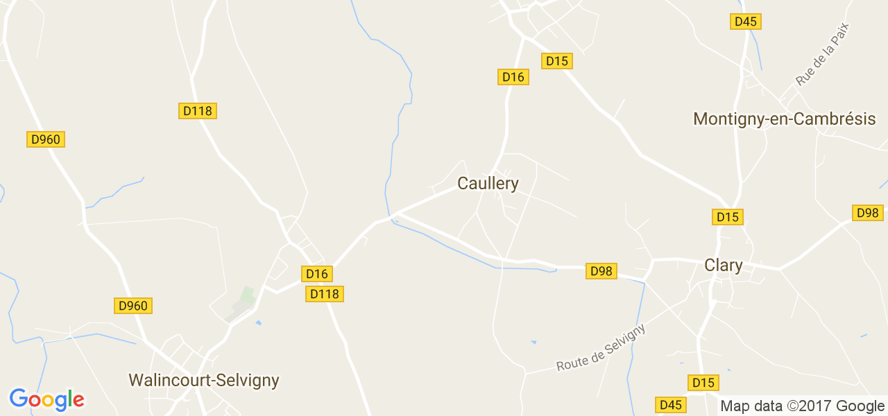 map de la ville de Caullery