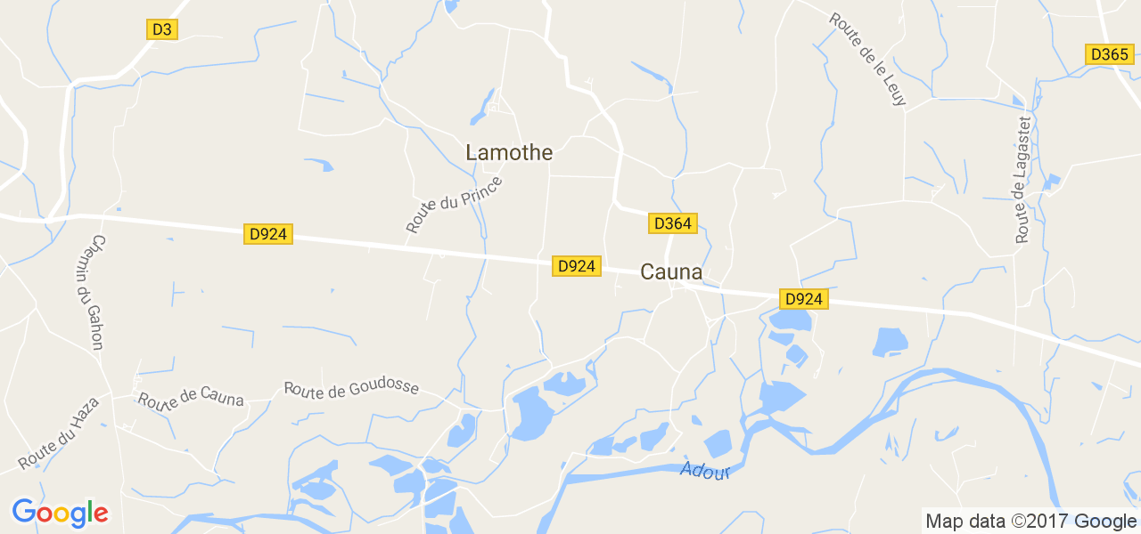 map de la ville de Cauna