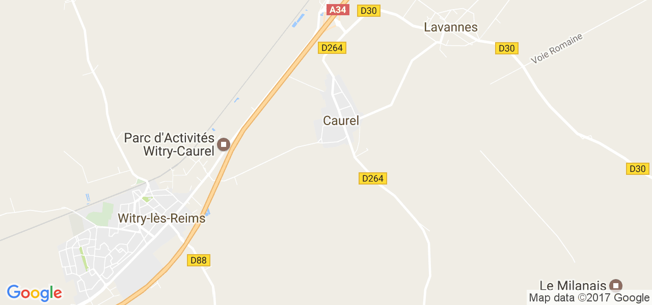 map de la ville de Caurel