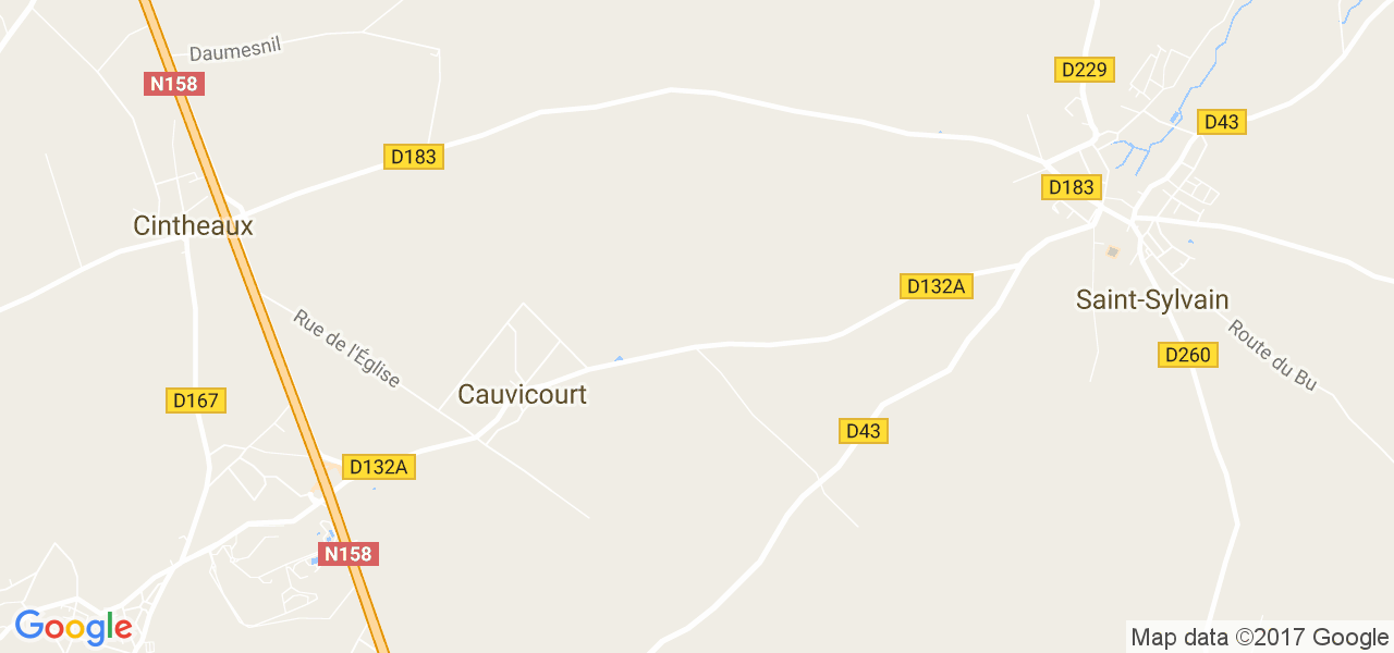 map de la ville de Cauvicourt