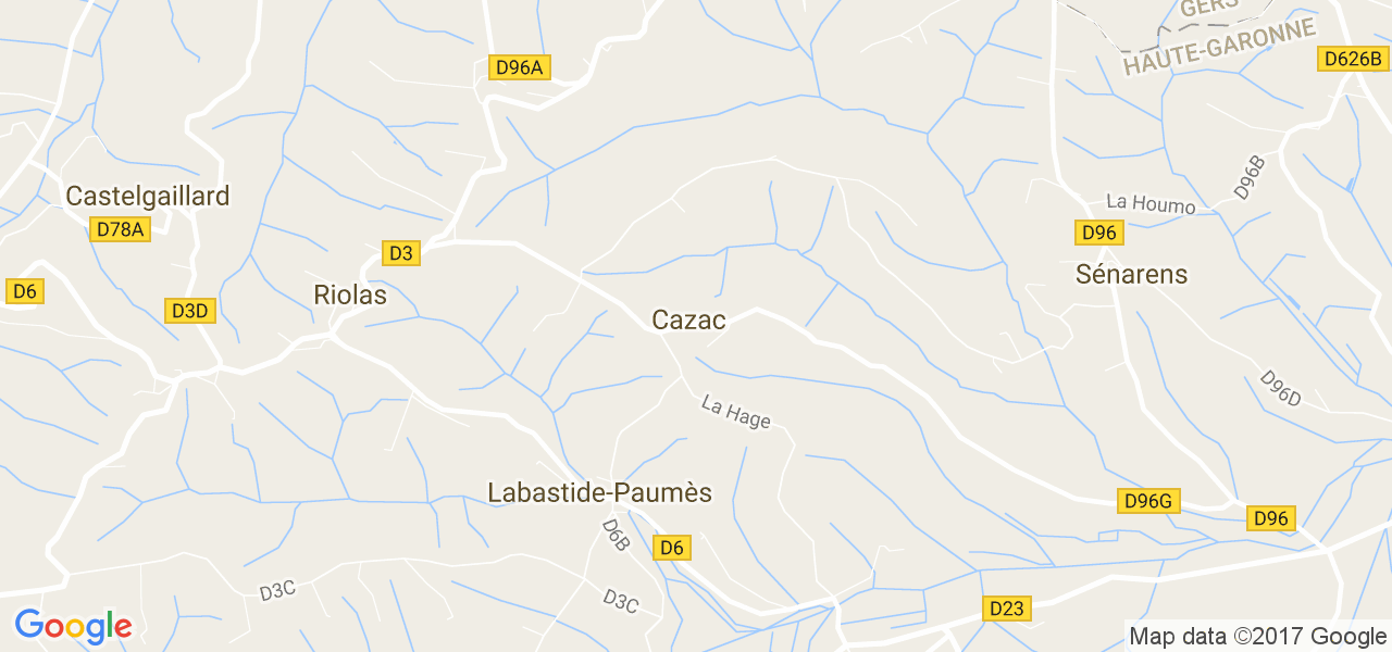 map de la ville de Cazac