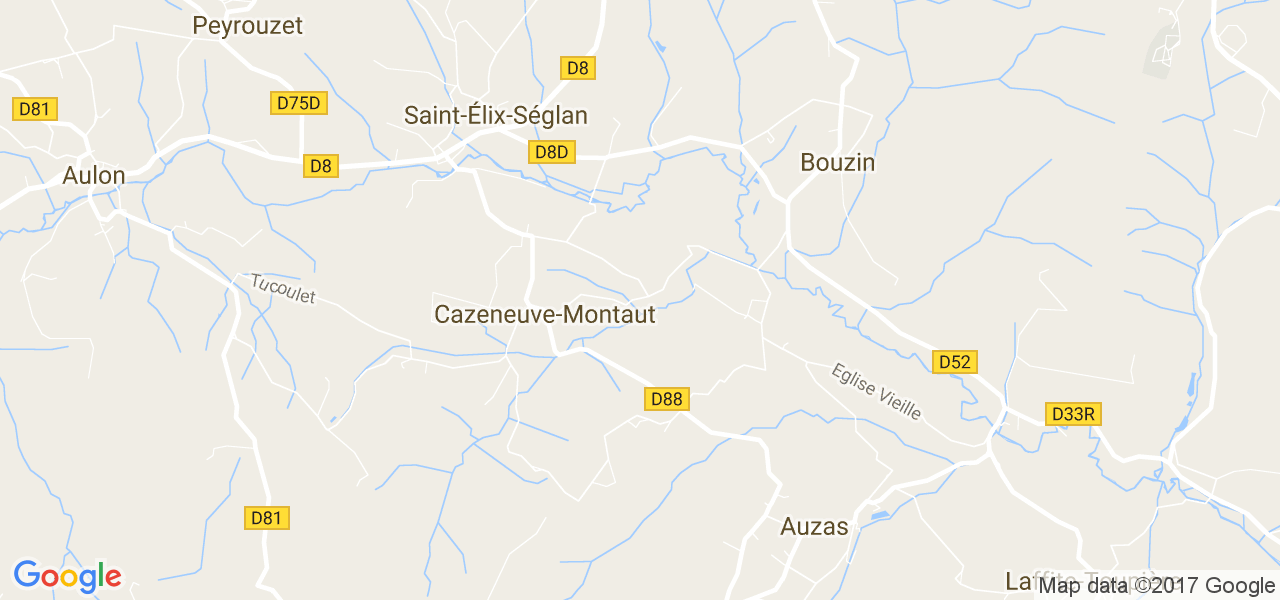 map de la ville de Cazeneuve-Montaut