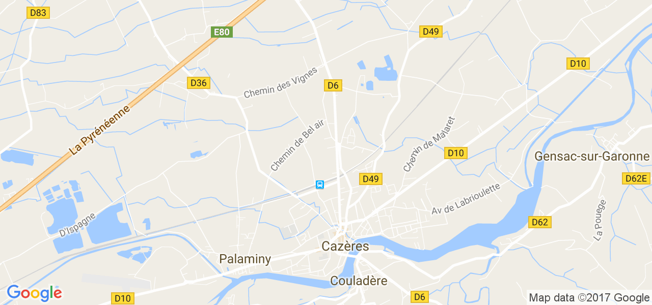 map de la ville de Cazères