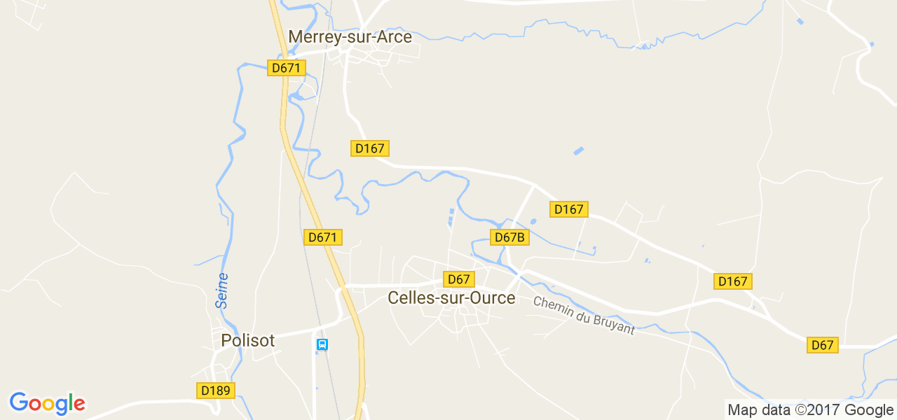 map de la ville de Celles-sur-Ource