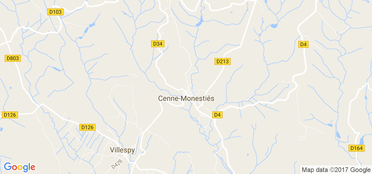 map de la ville de Cenne-Monestiés