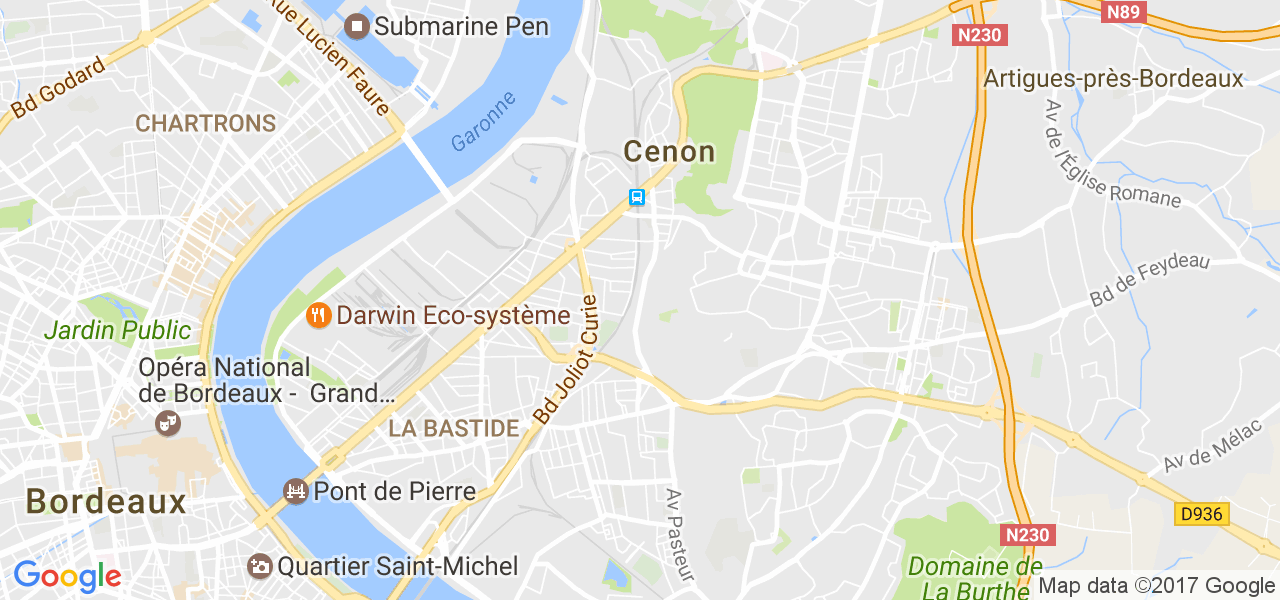 map de la ville de Cenon