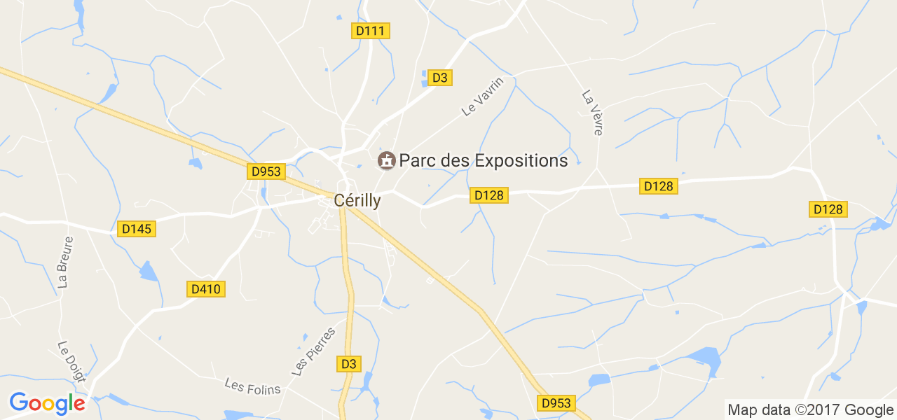 map de la ville de Cérilly