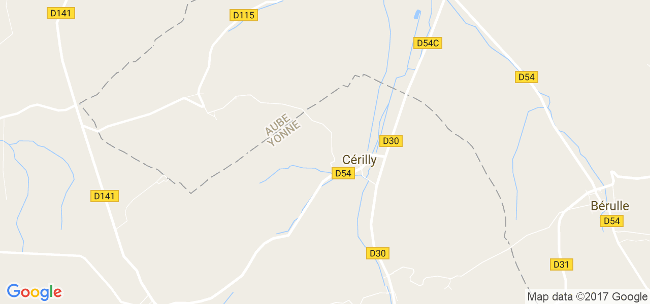 map de la ville de Cérilly