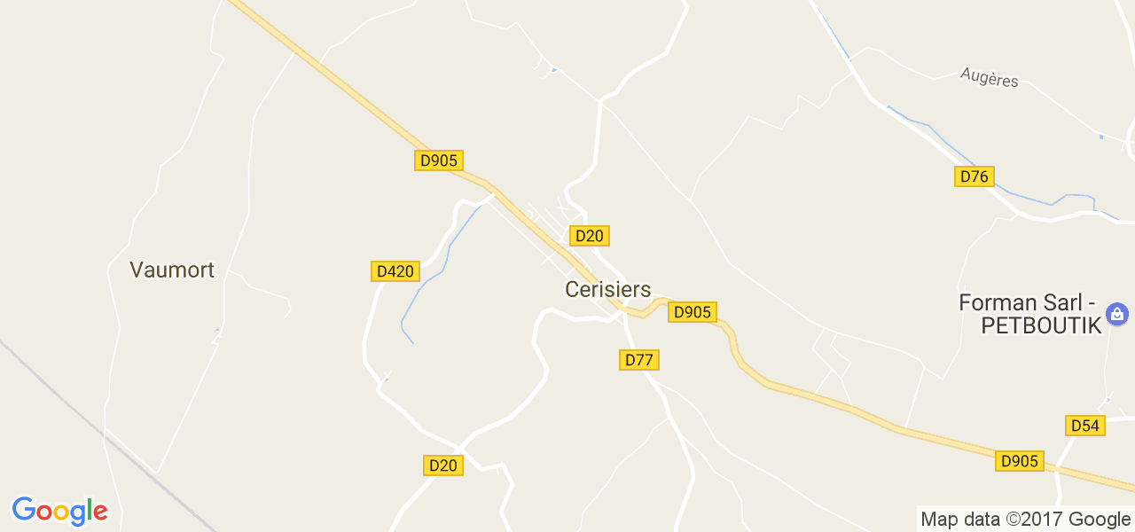 map de la ville de Cerisiers