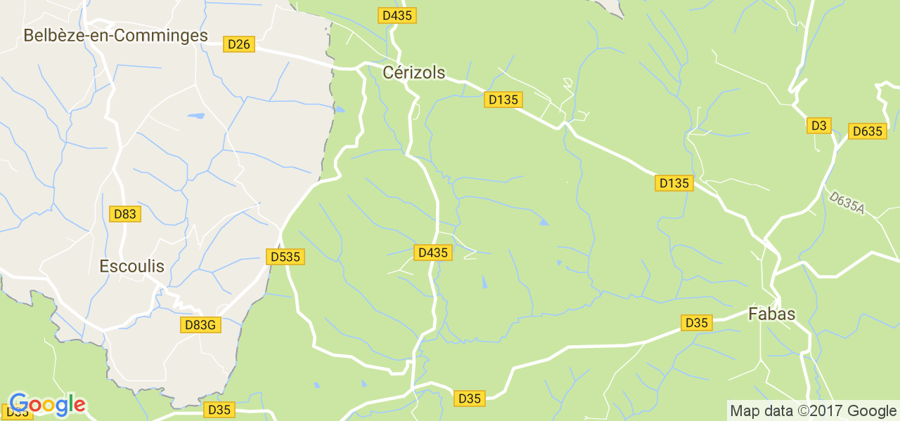 map de la ville de Cérizols