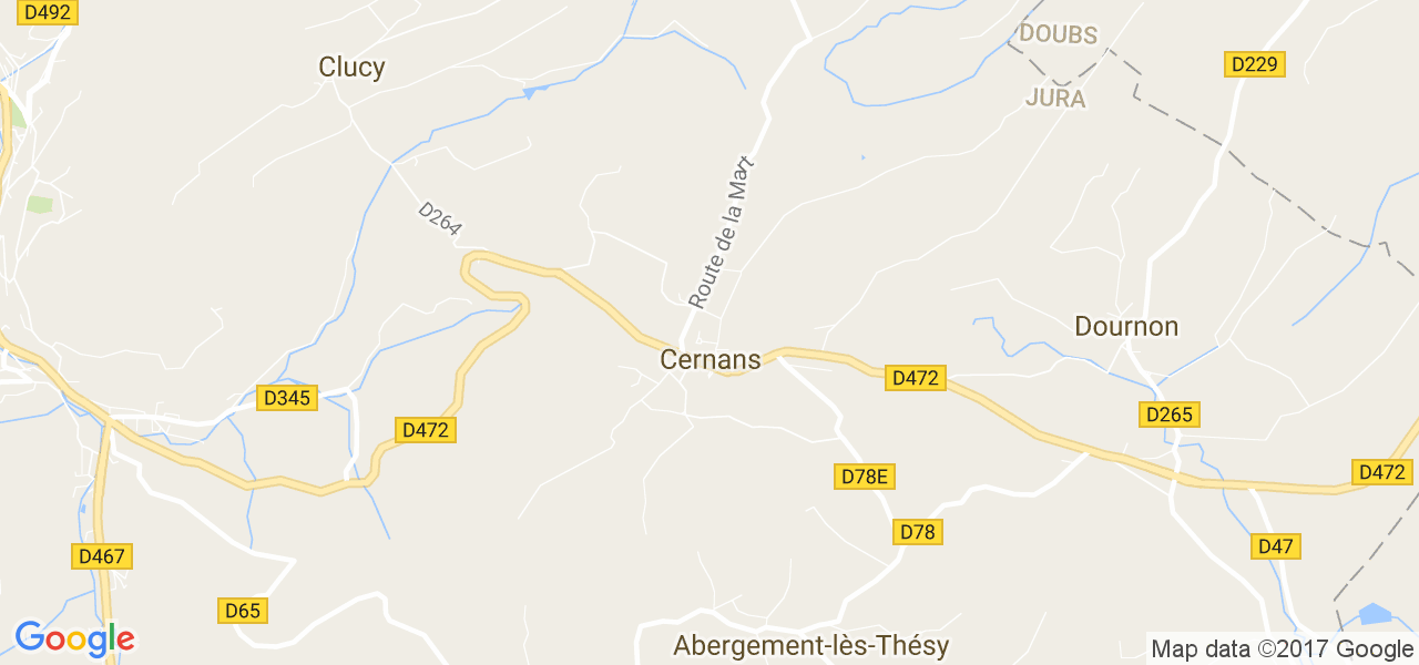 map de la ville de Cernans