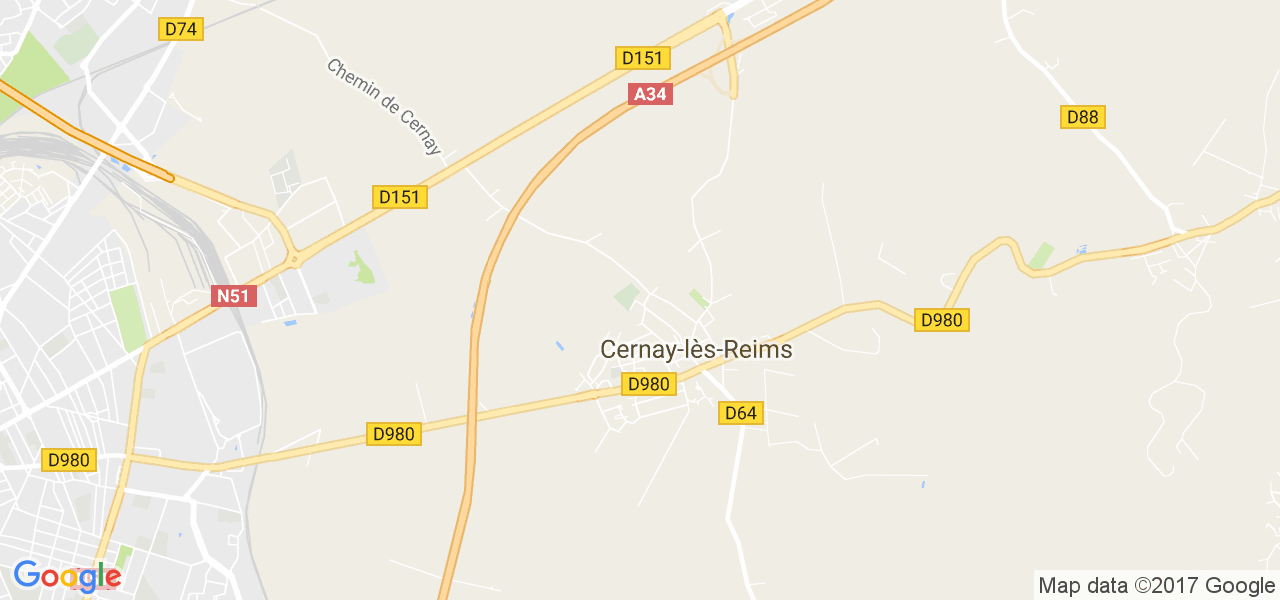 map de la ville de Cernay-lès-Reims