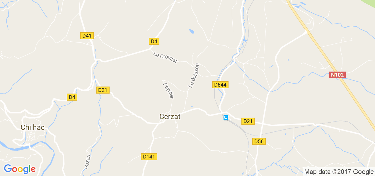 map de la ville de Cerzat