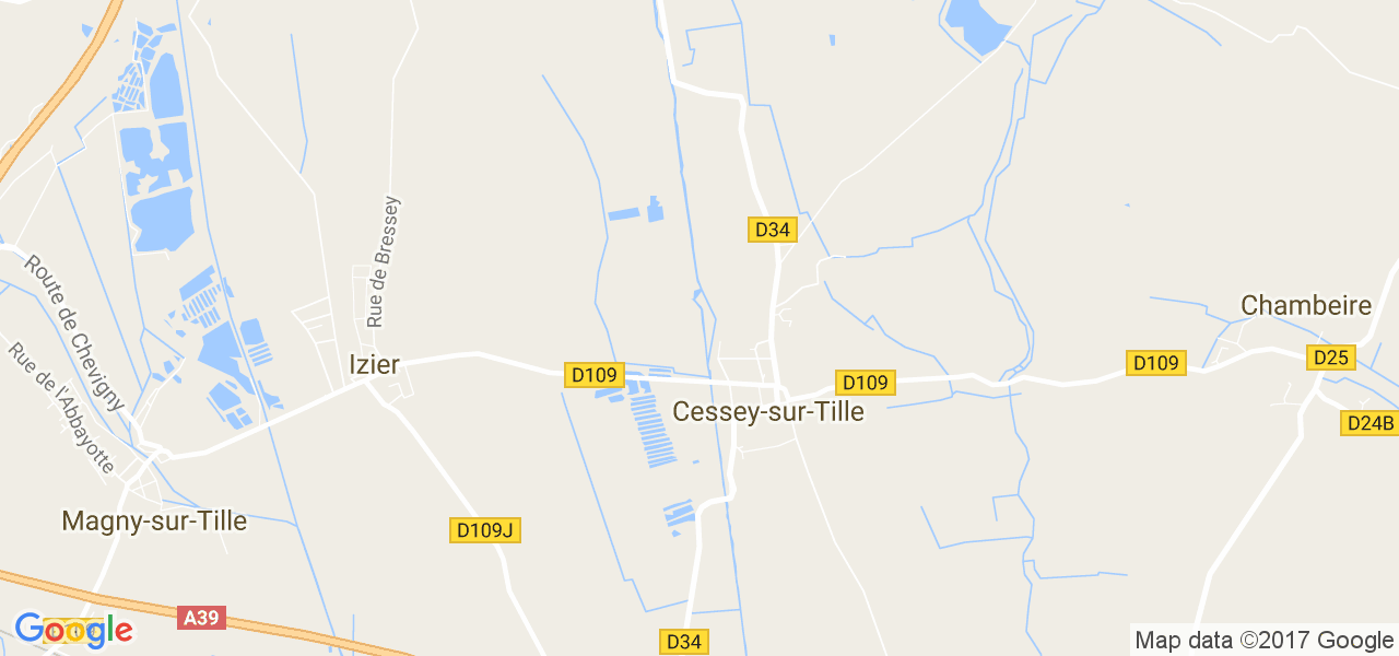 map de la ville de Cessey-sur-Tille