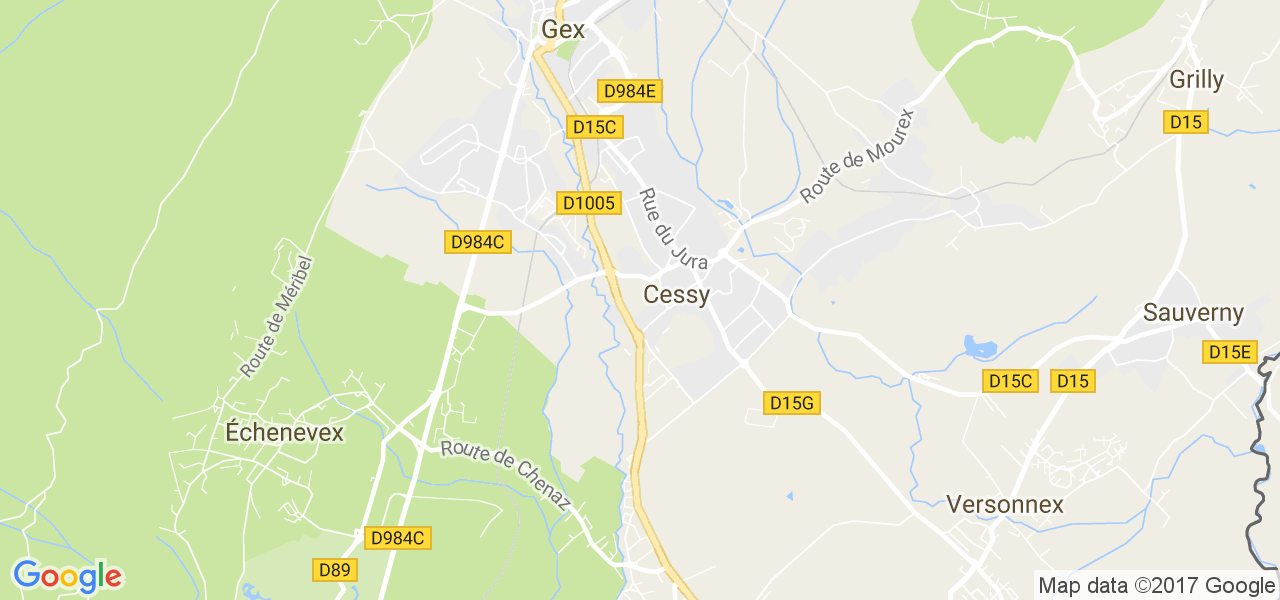 map de la ville de Cessy