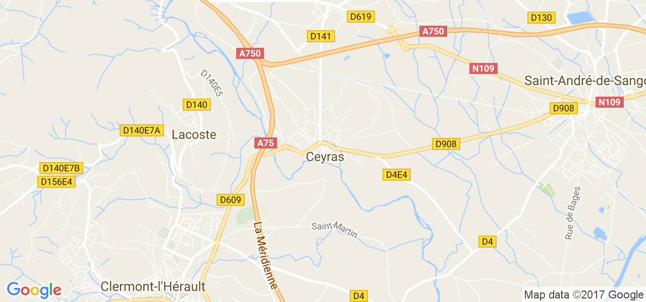 map de la ville de Ceyras