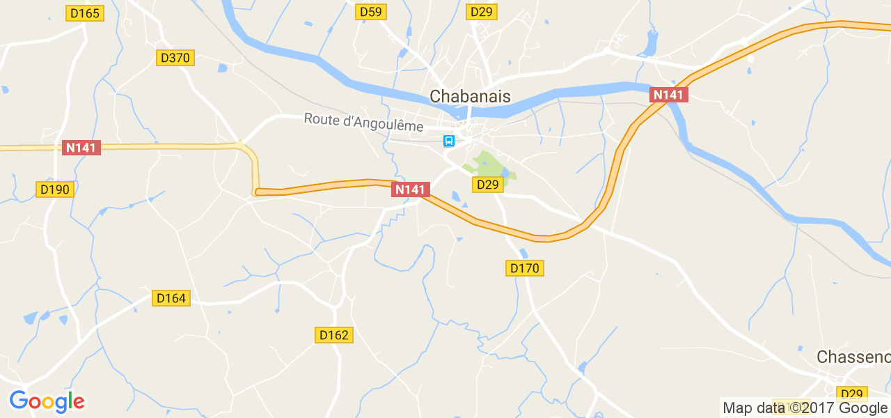 map de la ville de Chabanais