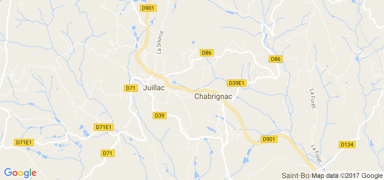 map de la ville de Chabrignac