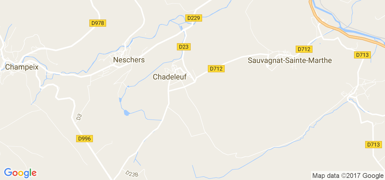 map de la ville de Chadeleuf