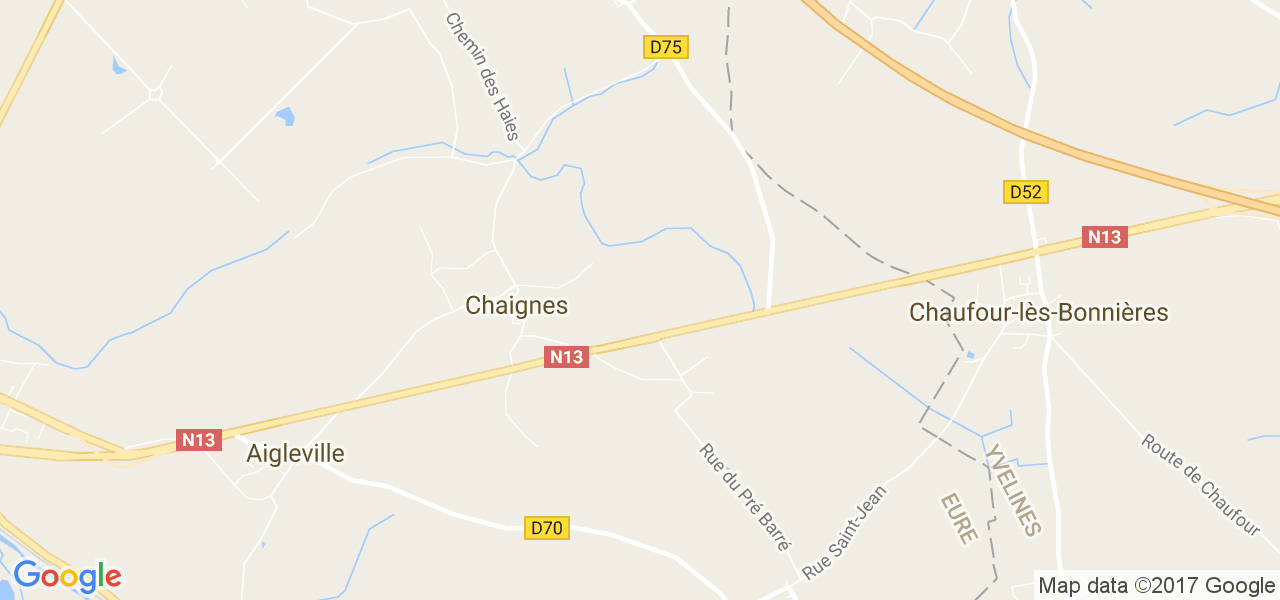 map de la ville de Chaignes