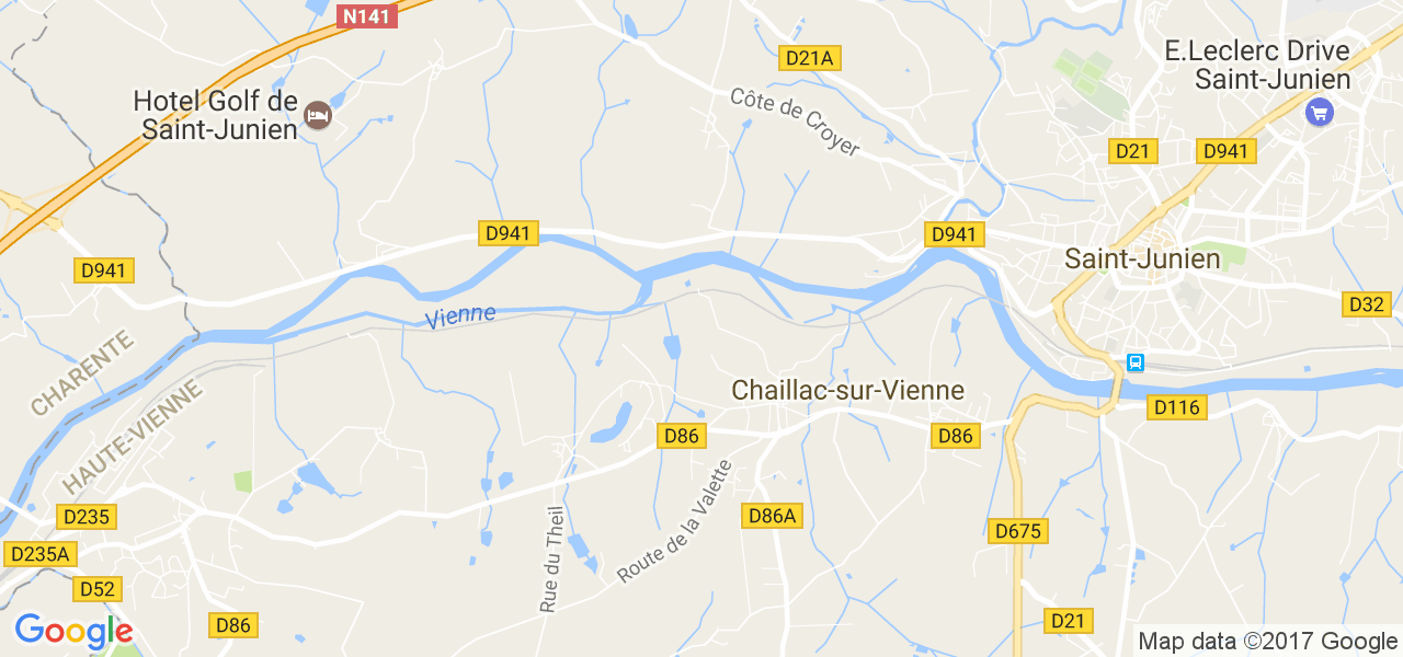 map de la ville de Chaillac-sur-Vienne